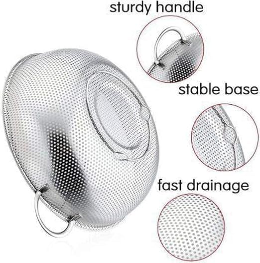 RIGJAK Multipurpose Stainless Steel Collander for Washing Rice Fruits Vegetables and Grains to Filter Easily in The Kitchen Bowl - Image 2