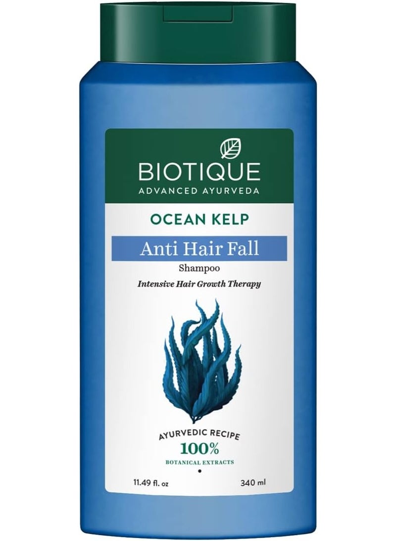 Biotique Ocean Kelp Anti Hairfall Shampoo Growth Therapy Shine 100% Botanical Extracts All Hair Types 340ml - Image 1