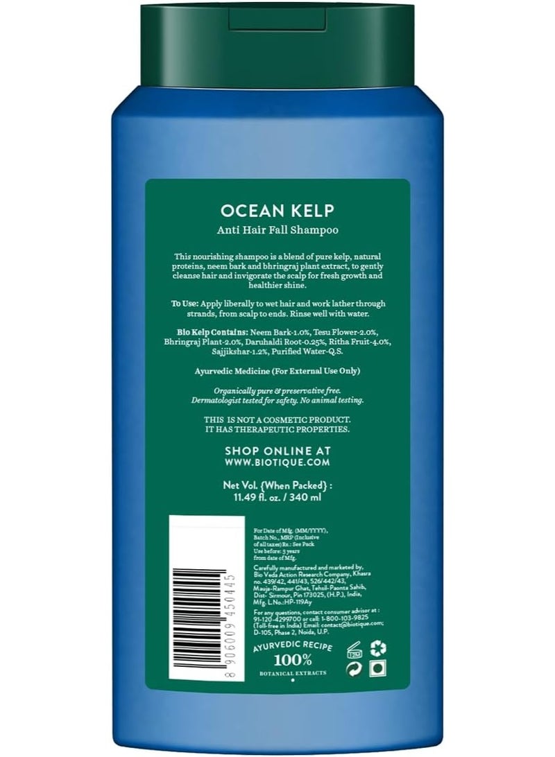 Biotique Ocean Kelp Anti Hairfall Shampoo Growth Therapy Shine 100% Botanical Extracts All Hair Types 340ml - Image 2