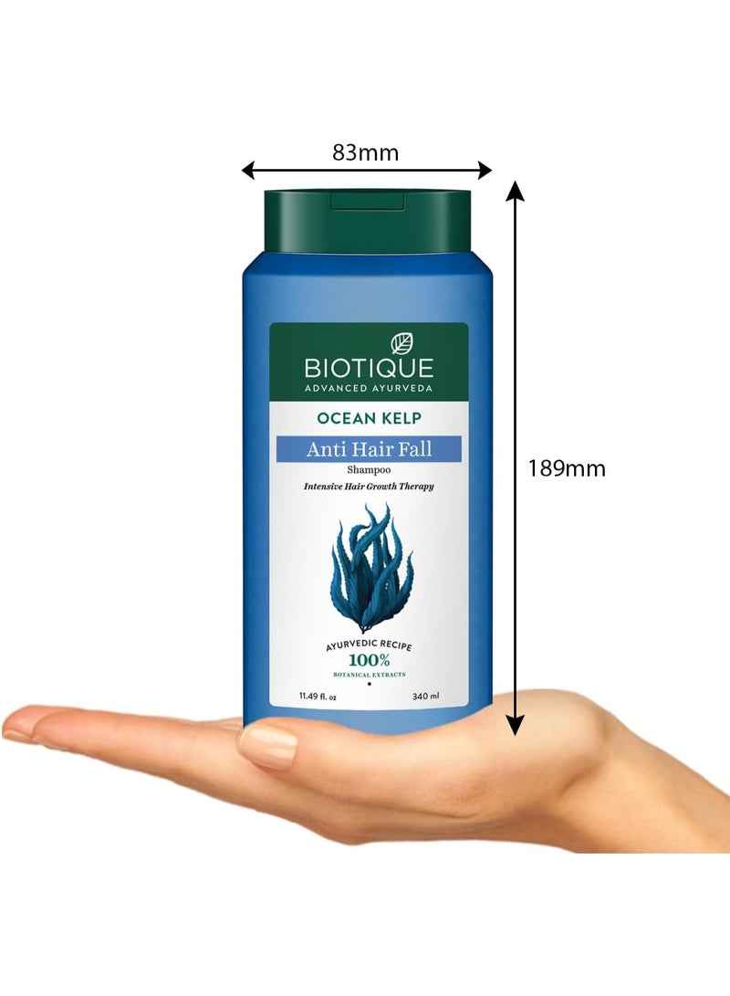 Biotique Ocean Kelp Anti Hairfall Shampoo Growth Therapy Shine 100% Botanical Extracts All Hair Types 340ml - Image 3