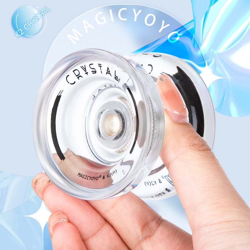 MAGICYOYO K2 Crystal Yoyo Professional JoJo with Idle Responsive Yoyo Trick JoJo Dual Purpose JoJo for Children, JoJo Children Unresponsive JoJo Magic Yoyo with Ball Bearings + 12 Yoyo Cords + JoJo - Image 2
