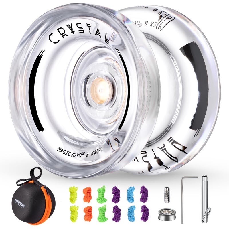 MAGICYOYO K2 Crystal Yoyo Professional JoJo with Idle Responsive Yoyo Trick JoJo Dual Purpose JoJo for Children, JoJo Children Unresponsive JoJo Magic Yoyo with Ball Bearings + 12 Yoyo Cords + JoJo - Image 1