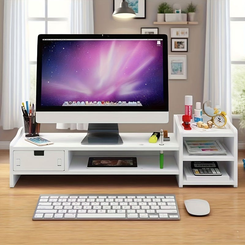 Double Layer Single Drawer Height Increase Rack Monitor Stand Desktop Organizer - Image 3