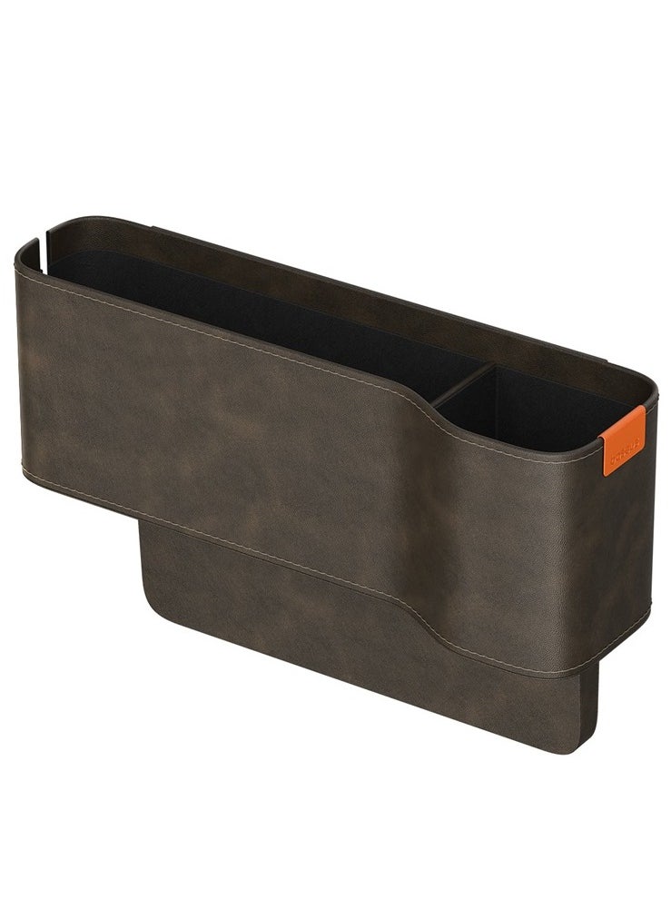 Baseus Car Seat Gap Organizer with Cup Holder | Front Seat Console Storage Box for Cell Phones, Keys, Coins, Cards, Wallets, Sunglasses & Drink Bottles | Perfect for Driver & Passenger Side | Essential Car Accessory for a Tidy Interior | Universal Fit for All Vehicles Durable | Stylish & Functional Car Organizer (Marble Brown)  - Image 1