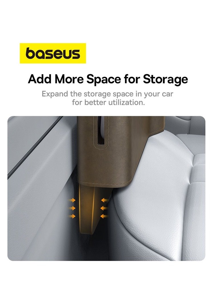 Baseus Car Seat Gap Organizer with Cup Holder | Front Seat Console Storage Box for Cell Phones, Keys, Coins, Cards, Wallets, Sunglasses & Drink Bottles | Perfect for Driver & Passenger Side | Essential Car Accessory for a Tidy Interior | Universal Fit for All Vehicles Durable | Stylish & Functional Car Organizer (Marble Brown)  - Image 5