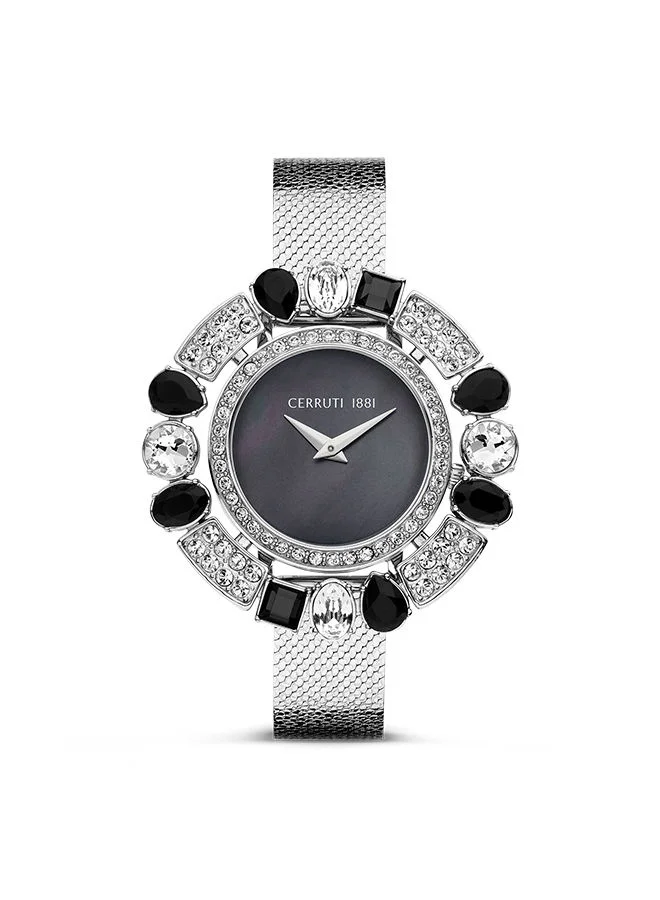 CERRUTI 1881 Womens Round Shape Stainless Steel Analog Wrist Watch CIWLG2225003 38 mm Silver