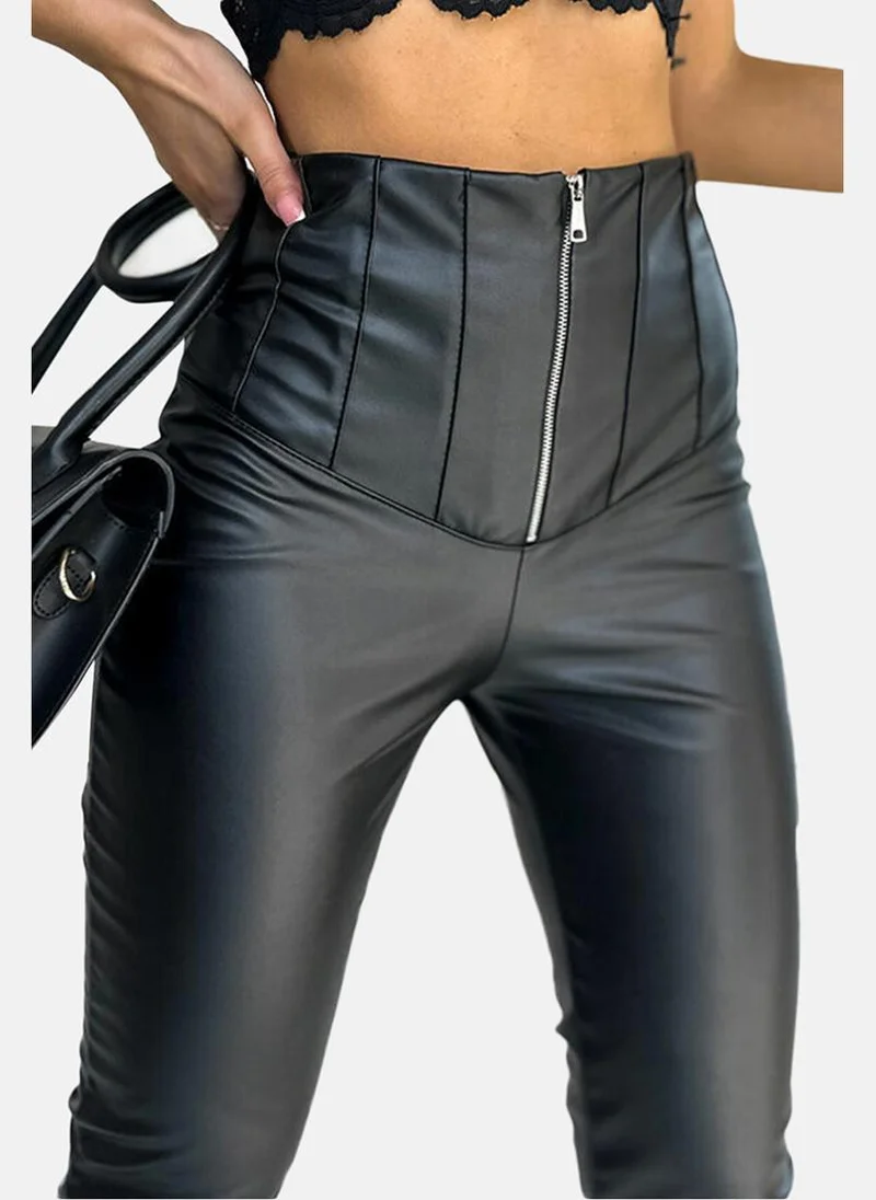 YUNIQEE Black Plain Casual Trouser