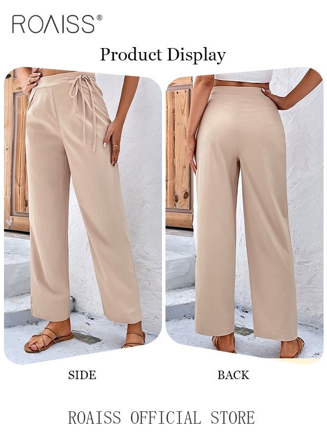 High Waist Drawstring Cropped Pants for Women Commuting All-match Trousers Casual Straight Trousers Tie-Accent Pants Female Ankle Length Work Office Ladies Daily Wear - pzsku/Z007A57A8B6FC93FB49B3Z/45/_/1704954125/dd24dc56-9485-4335-84d2-ed43bcfc213f