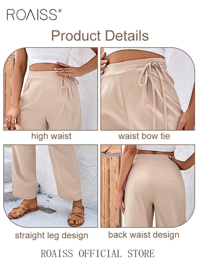 High Waist Drawstring Cropped Pants for Women Commuting All-match Trousers Casual Straight Trousers Tie-Accent Pants Female Ankle Length Work Office Ladies Daily Wear - pzsku/Z007A57A8B6FC93FB49B3Z/45/_/1704954175/7c4a6880-7193-42a7-9e83-735c720f0ad1