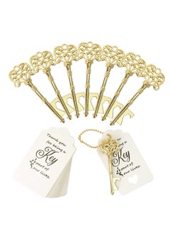 KASTWAVE Key Bottle Openers, 50 Set Vintage Key Bottle Opener With Escort Card Tag And Key Chains, For Party And Festival Souvenir Gift (Gold)  - Image 1