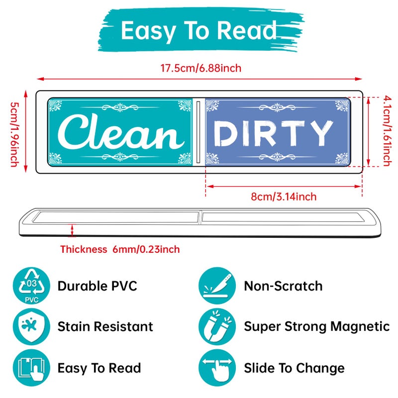 psler Dishwasher Magnet Clean Dirty Sign, Green & Blue Clean Dirty Magnet For Dishwasher, Refrigerator, Kitchen Signs,Kitchen Decor And Accessories - Image 3