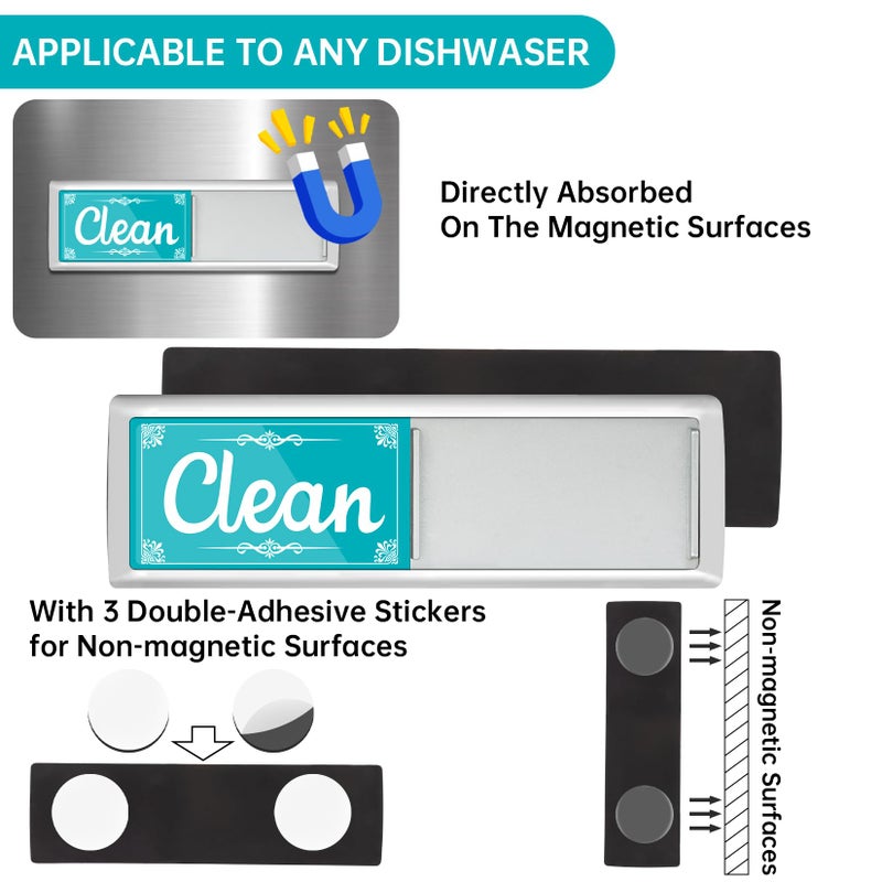 psler Dishwasher Magnet Clean Dirty Sign, Green & Blue Clean Dirty Magnet For Dishwasher, Refrigerator, Kitchen Signs,Kitchen Decor And Accessories - Image 4