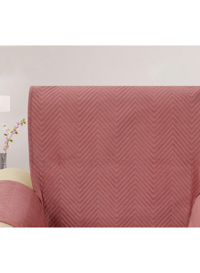 ينسج الأصفر غطاء واقي للأريكة من المخمل المبطن بتصميم متعرج من Yellow Weaves، مكون من مقعدين، قطعة واحدة، باللون الذهبي الوردي - Image 4