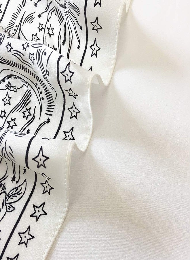 FONYVE 100% Mulberry Silk Scarfs for Women - Lightweight Square Satin Head Scarf - Small Silk Hair Scarf for Sleeping 21" x 21", 39 Constellation White, S - Image 3