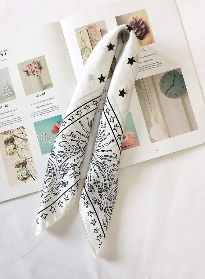 FONYVE 100% Mulberry Silk Scarfs for Women - Lightweight Square Satin Head Scarf - Small Silk Hair Scarf for Sleeping 21" x 21", 39 Constellation White, S - Image 5
