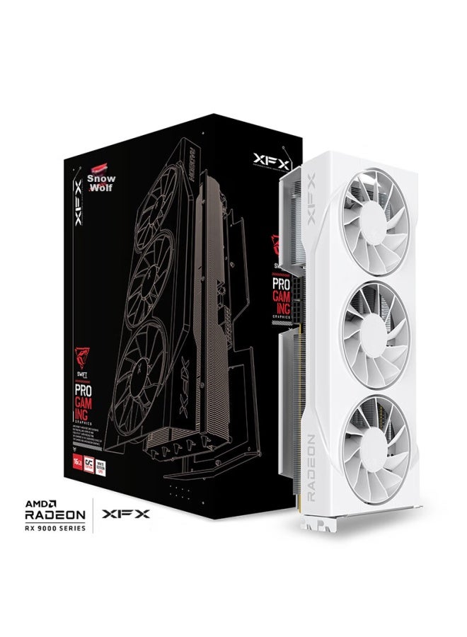Xfx Amd Radeon Rx 9070 Xt Snow Wolf 16gb White New Gaming And Design Graphics Card For Desktop Computers, Ai Learning, And Independent Graphics