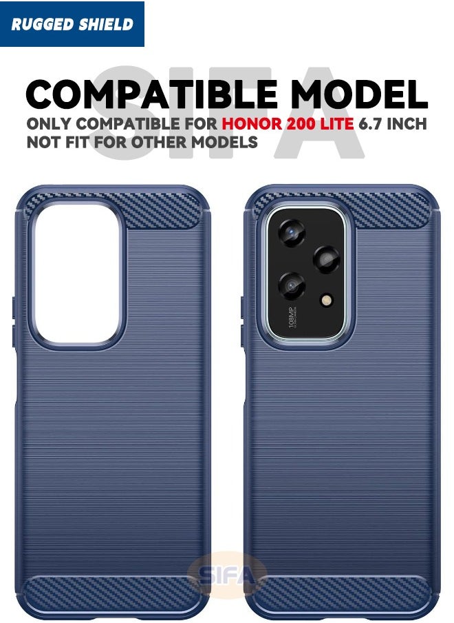 RUGGED SHIELD Honor 200 Lite Case, Brushed Carbon Fiber Texture, Flexible TPU Shockproof Military Protection Bumper Phone Case, Slim Case Cover for Honor 200 LITE 5G 6.7 inch, Blue  - Image 2