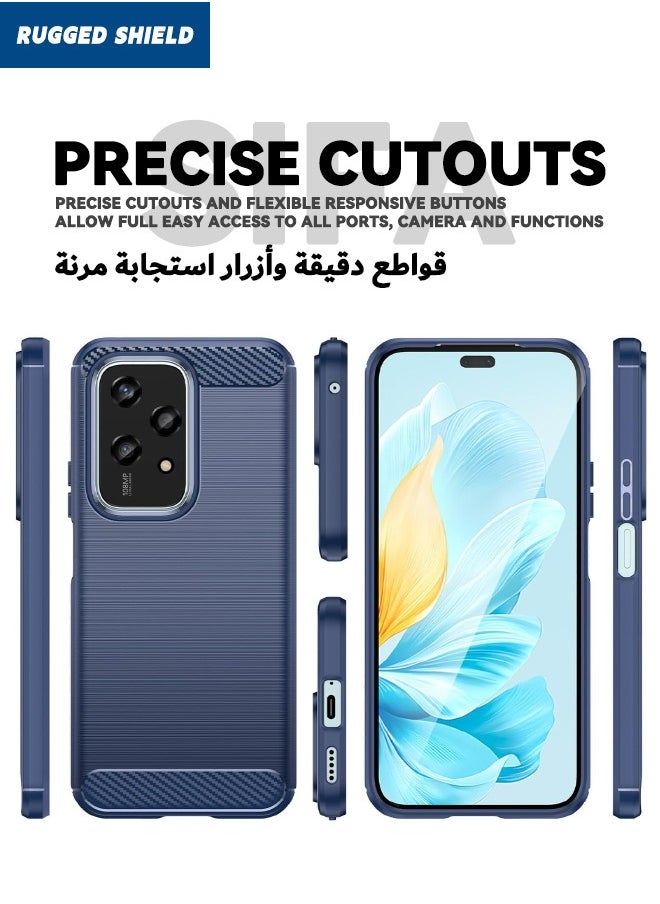RUGGED SHIELD Honor 200 Lite Case, Brushed Carbon Fiber Texture, Flexible TPU Shockproof Military Protection Bumper Phone Case, Slim Case Cover for Honor 200 LITE 5G 6.7 inch, Blue  - Image 3