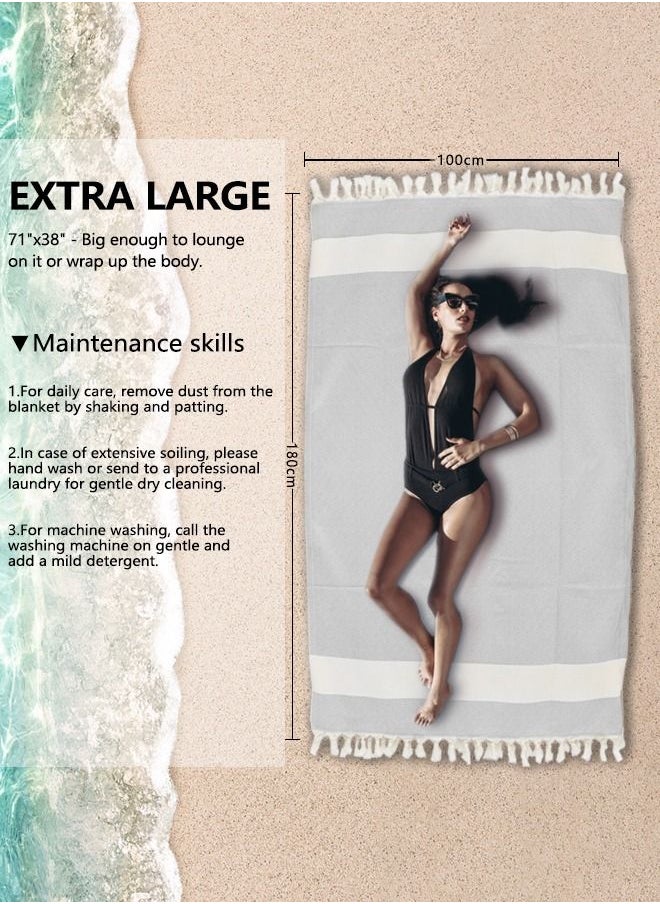 HomarKet Turkish Beach Towels Blanket Large Absorbent Bath Towel 100% Organic Cotton Soft Travel Towels 100*180cm  - Image 4