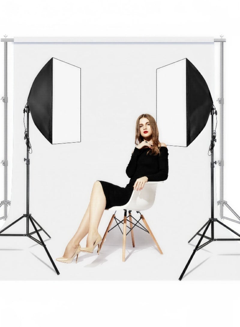AIWANTO 2-Piece Softbox Lighting Kit for Content Creation, YouTube & Studio – 50×70 cm Softboxes with Adjustable Stands to 2 m, E27 Sockets (Bulbs Not Included), Diffusers, Switch & Storage Bag, Euro Plug - Image 2