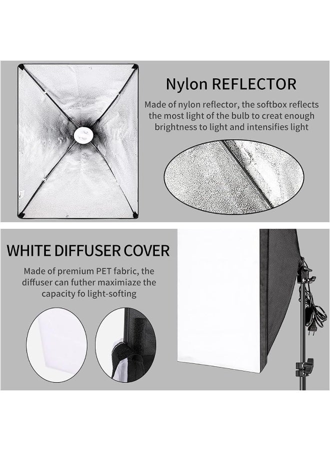 AIWANTO 2-Piece Softbox Lighting Kit for Content Creation, YouTube & Studio – 50×70 cm Softboxes with Adjustable Stands to 2 m, E27 Sockets (Bulbs Not Included), Diffusers, Switch & Storage Bag, Euro Plug - Image 3
