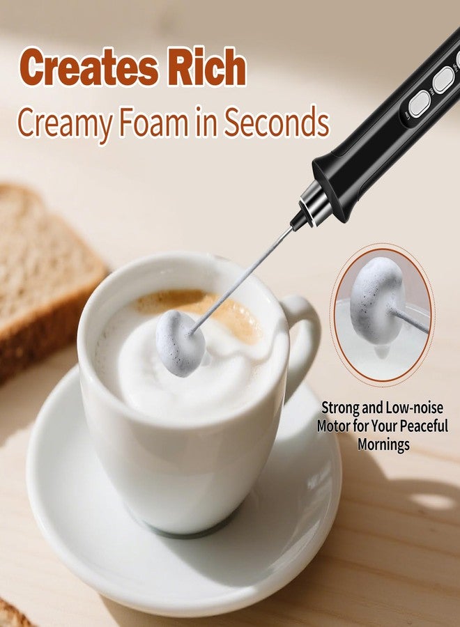 jiaonun Rechargeable Milk Frother Handheld 3 Speed Adjustable with 3 Detachable Stainless Whisks, Handheld Coffee Frother, Drink Mixer for Coffee, Matcha, Protein Shakes, with Charging Base and Whisk Storage - Image 5