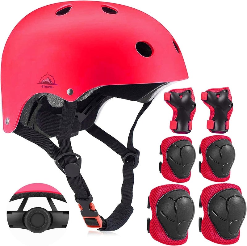 TNTAIAHL Kids Helmet Set, Knee Pads for Kids Knee Elbow Pads Wrist Guards with Helmet Adjustable Protective Gear Set for Girls Boys Inline Skating Bike Cycling Skateboard Scooter - Image 1
