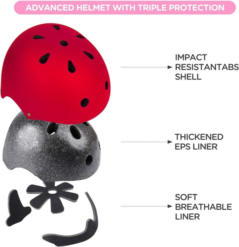 TNTAIAHL Kids Helmet Set, Knee Pads for Kids Knee Elbow Pads Wrist Guards with Helmet Adjustable Protective Gear Set for Girls Boys Inline Skating Bike Cycling Skateboard Scooter - Image 5
