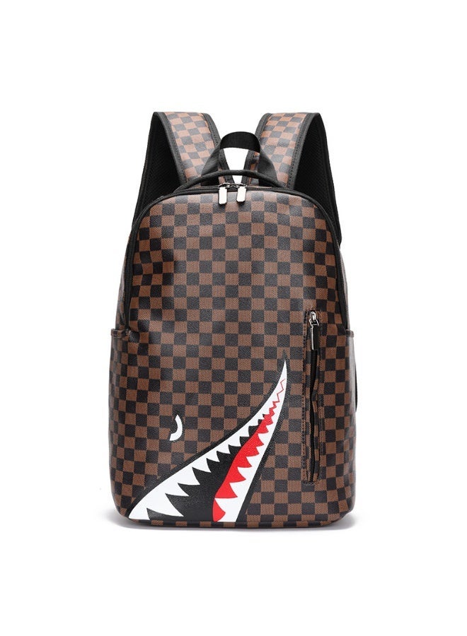 New style casual shark-print backpack for business, large capacity men's travel bag, school bag for college students - Image 1