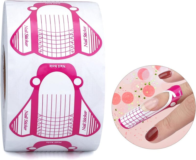 G2PLUS Paper Nail Forms 500PCS Nail Extension Stickers Large Adhesive Builder Forms for Gel Nails