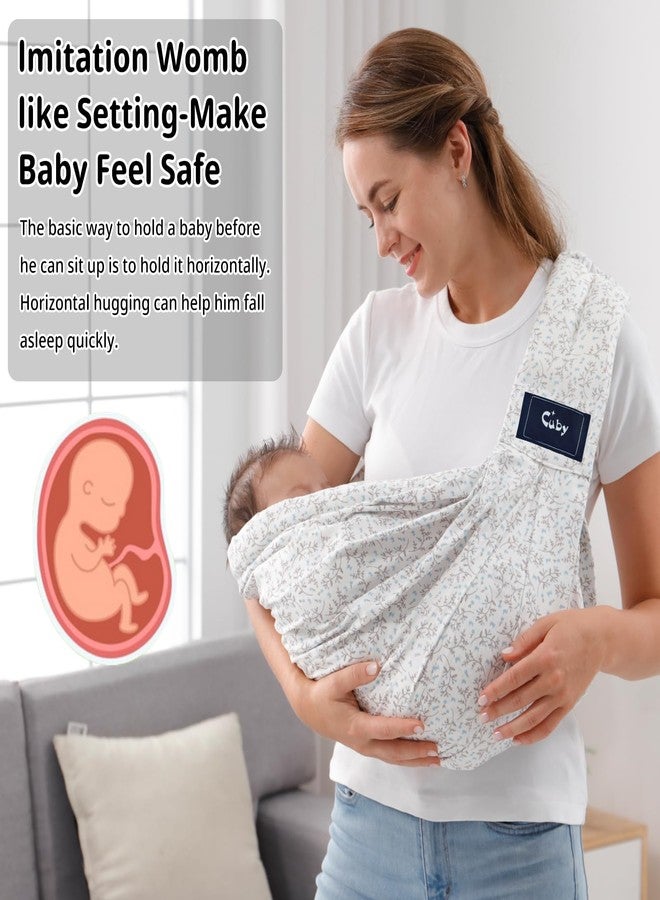 CUBY Wrap Baby Sling Carrier, Baby Wraps Sling Carrier Adjustable Breathable Lightweight Easy to Wearing - Baby Slings for Newborn Infant Toddler Front & Hip Carry Up to 40lbs (Blue Flower) - Image 3