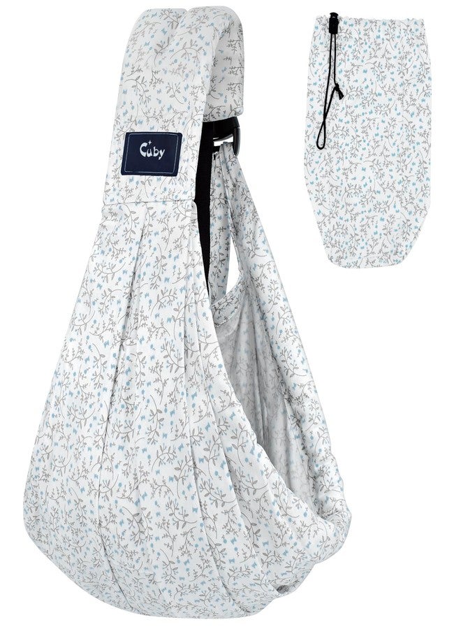 CUBY Wrap Baby Sling Carrier, Baby Wraps Sling Carrier Adjustable Breathable Lightweight Easy to Wearing - Baby Slings for Newborn Infant Toddler Front & Hip Carry Up to 40lbs (Blue Flower) - Image 1