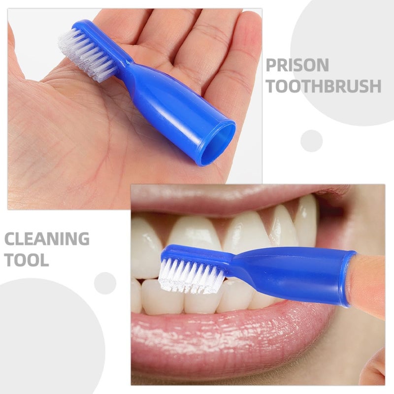 20pcs Prison Use Mini Finger Toothbrushes Small Soft Bristle Portable Oral Care Tools for Inmates with Blue and Light Green Colors - Image 3
