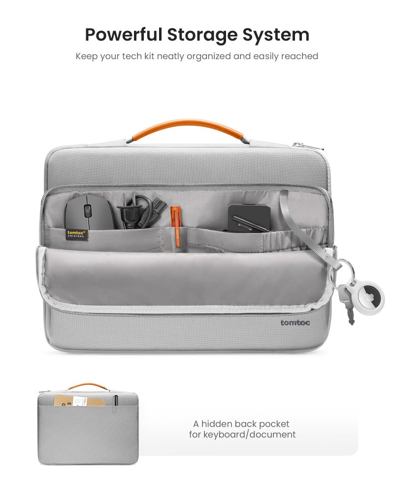 tomtoc 360° Protective Laptop Sleeve for 13.5-14.4 Inch Surface Laptop 6/5/Studio 2/1, Surface Book, Water-Resistant Shockproof Carrying Case Bag for Acer Aspire/Swift, ASUS Vivobook/Zenbook 14, Gray - Image 3