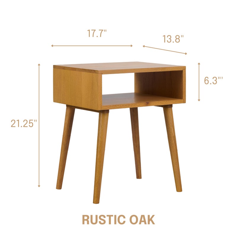 NTC Solid Oak Zoe Nightstand, Mid Century Modern Side Table Bedroom, Bedside Furniture, Night Stand, End Table, Easy Assembly - Rustic Oak - Image 2