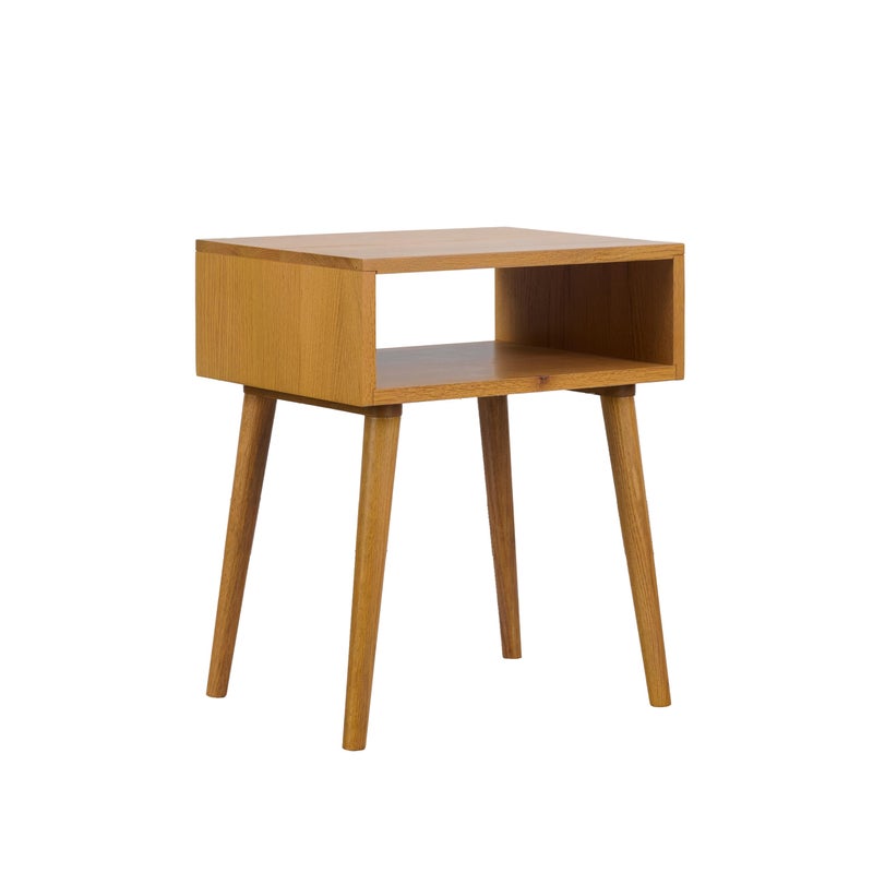 NTC Solid Oak Zoe Nightstand, Mid Century Modern Side Table Bedroom, Bedside Furniture, Night Stand, End Table, Easy Assembly - Rustic Oak - Image 1