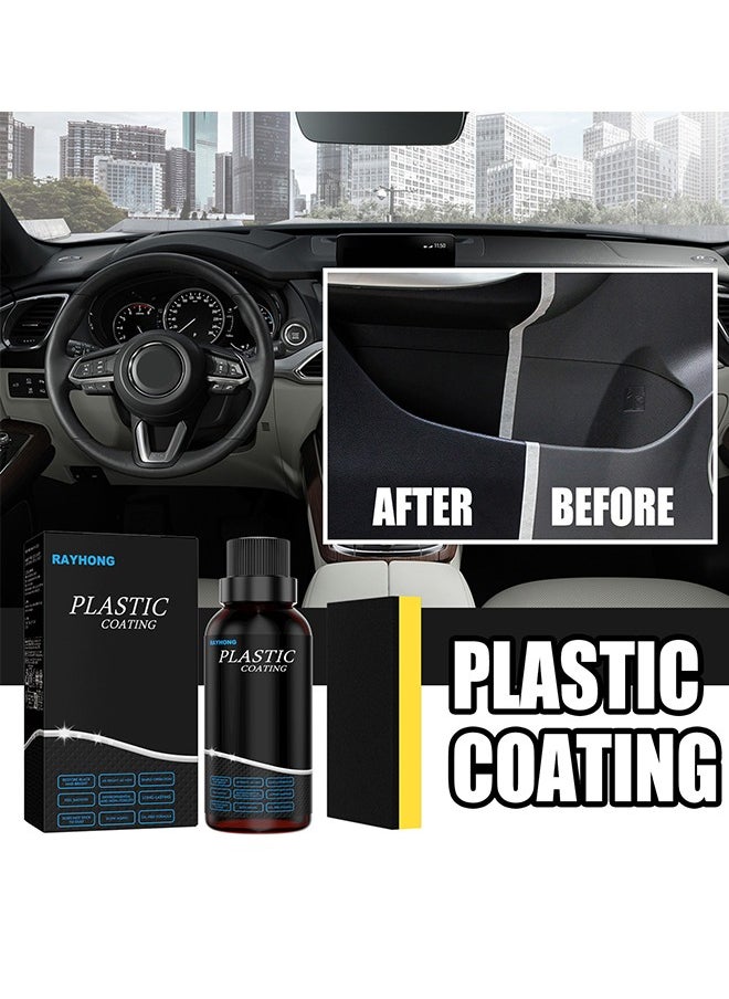 RAYHONG Plastic Coating，Auto Plastics Parts Refurbishment Agent Car Interior Plastics & Leather Restorer, Auto Refurbishment Cleaning Agent Car Cleaner with Sponge--50ml  - Image 1