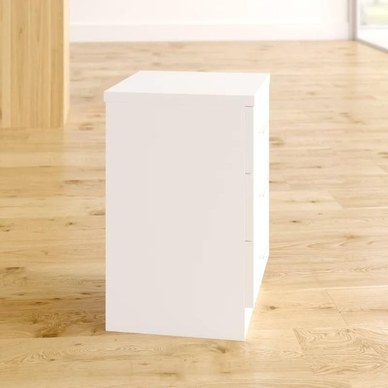 UNITEK FURNITURE UNITEK FURNITURE Wooden 3 Drawer Storage Side Table Night Stand Solid Wood Table Finish Color White 3 D  - Image 5