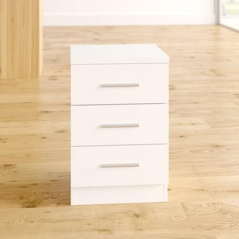 UNITEK FURNITURE UNITEK FURNITURE Wooden 3 Drawer Storage Side Table Night Stand Solid Wood Table Finish Color White 3 D  - Image 4