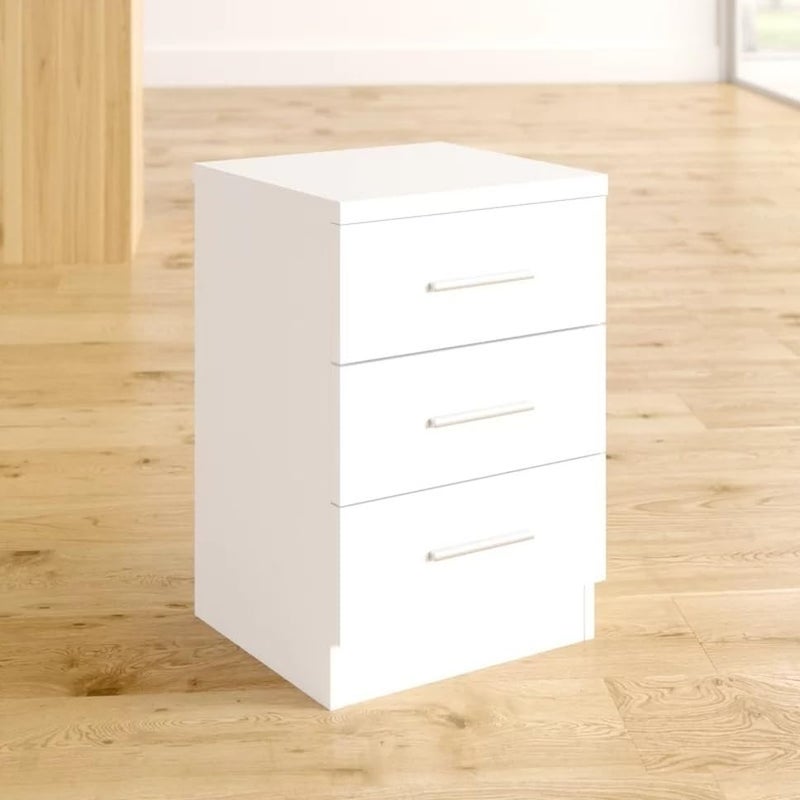 UNITEK FURNITURE UNITEK FURNITURE Wooden 3 Drawer Storage Side Table Night Stand Solid Wood Table Finish Color White 3 D  - Image 3