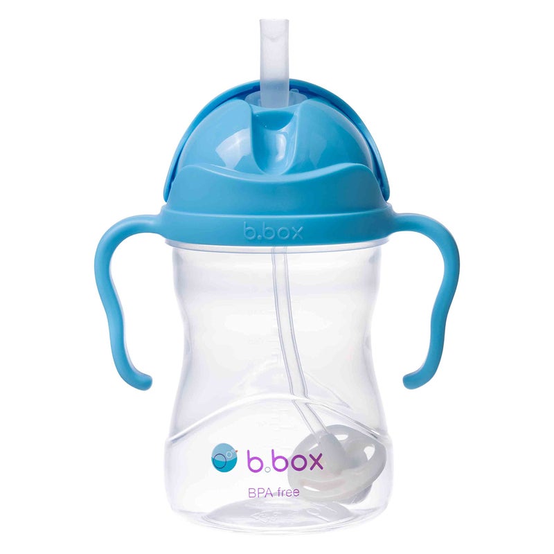 b.box Sippy Cup | Drink from any Angle | Fliptop, Weighted Straw, Leak Proof & Easy Grip | BPA Free, Dishwasher safe | From 6m+ | 240ml/8 oz (Blueberry) - Image 1