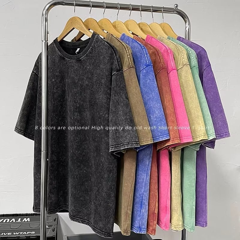 Washed Old Heavy Cotton Short-Sleeved T-Shirt Men'S Loose Hong Kong Style Ins Half-Sleeved Summer Trendy Half-Sleeved T-Shirt Trendy Brand - Image 4