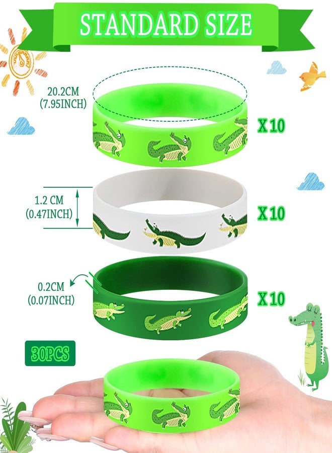 Junkin 30 Pack Reptile Party Supplies Silicone Wristbands Crocodile Favors Bracelet Gifts Bag Stuffer or Reptile Birthday Party Supplies(Crocodile) - Image 3