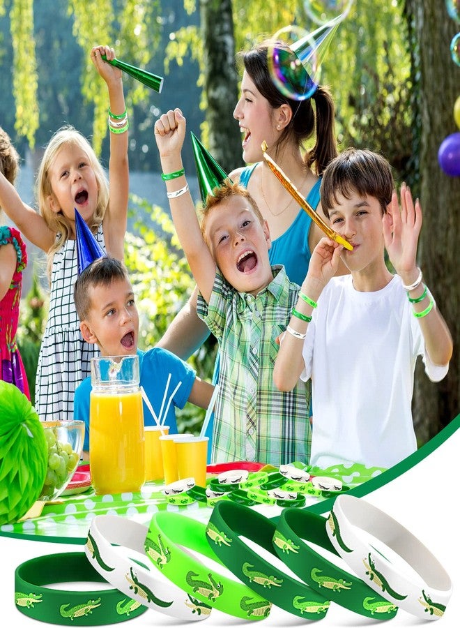 Junkin 30 Pack Reptile Party Supplies Silicone Wristbands Crocodile Favors Bracelet Gifts Bag Stuffer or Reptile Birthday Party Supplies(Crocodile) - Image 5
