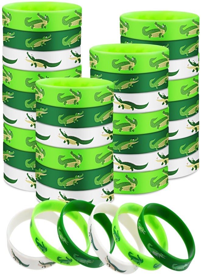 Junkin 30 Pack Reptile Party Supplies Silicone Wristbands Crocodile Favors Bracelet Gifts Bag Stuffer or Reptile Birthday Party Supplies(Crocodile) - Image 1