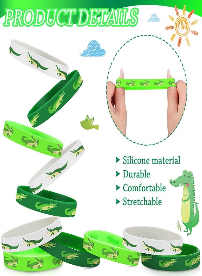 Junkin 30 Pack Reptile Party Supplies Silicone Wristbands Crocodile Favors Bracelet Gifts Bag Stuffer or Reptile Birthday Party Supplies(Crocodile) - Image 4