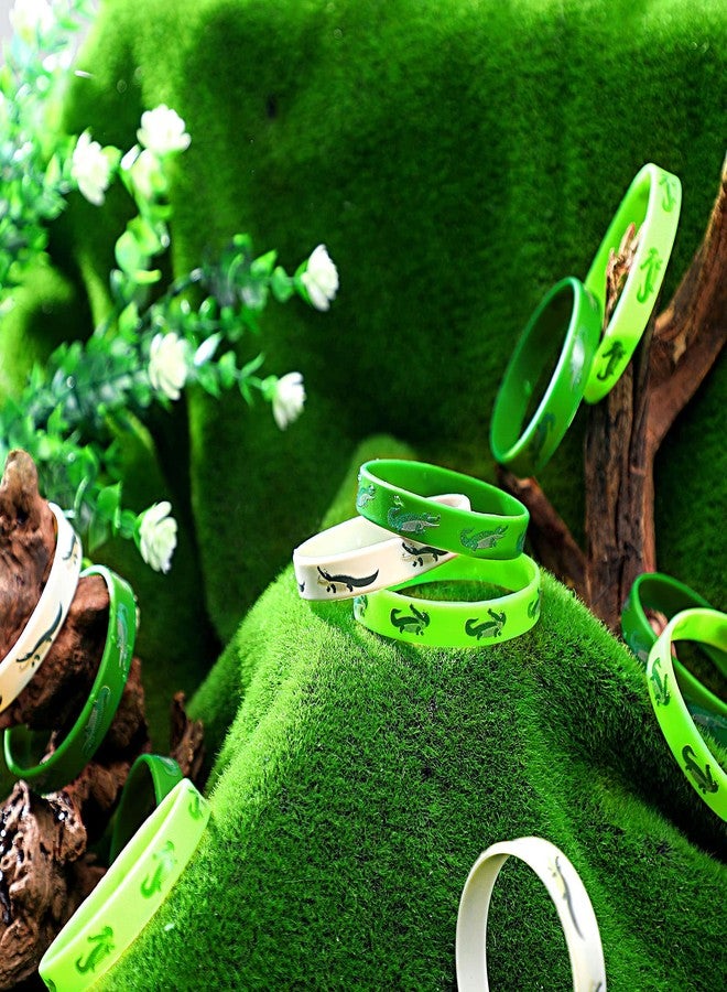 Junkin 30 Pack Reptile Party Supplies Silicone Wristbands Crocodile Favors Bracelet Gifts Bag Stuffer or Reptile Birthday Party Supplies(Crocodile) - Image 2