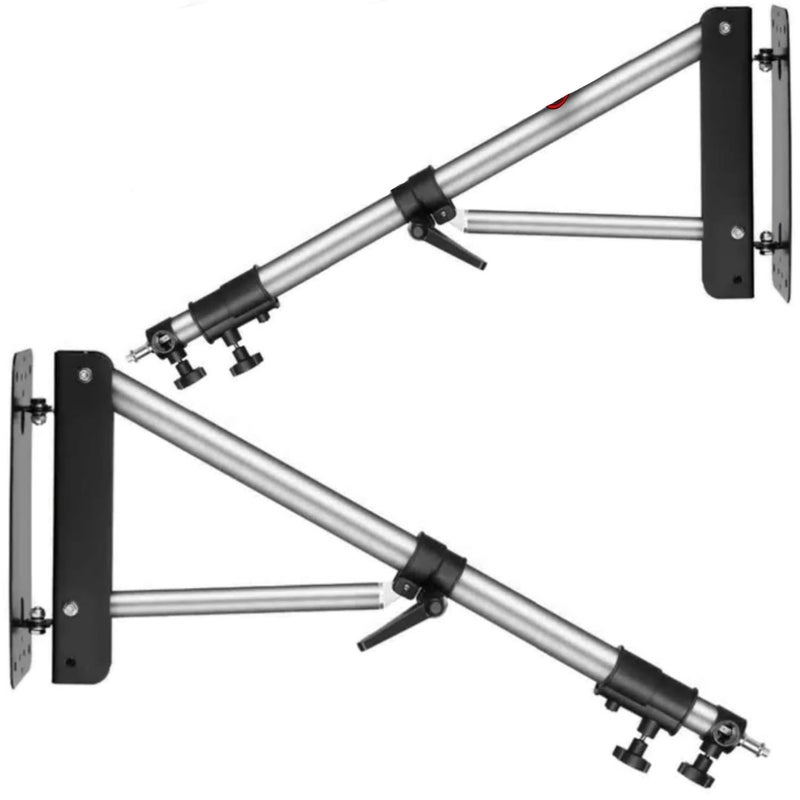 VTS ® Wall Mounting Boom Arm with Triangle Base for Photography Studio Video Studio Strobe Light Monolight Softbox Umbrella Reflector(Metal Alluminium- 2Pcs. Combo) - Image 1