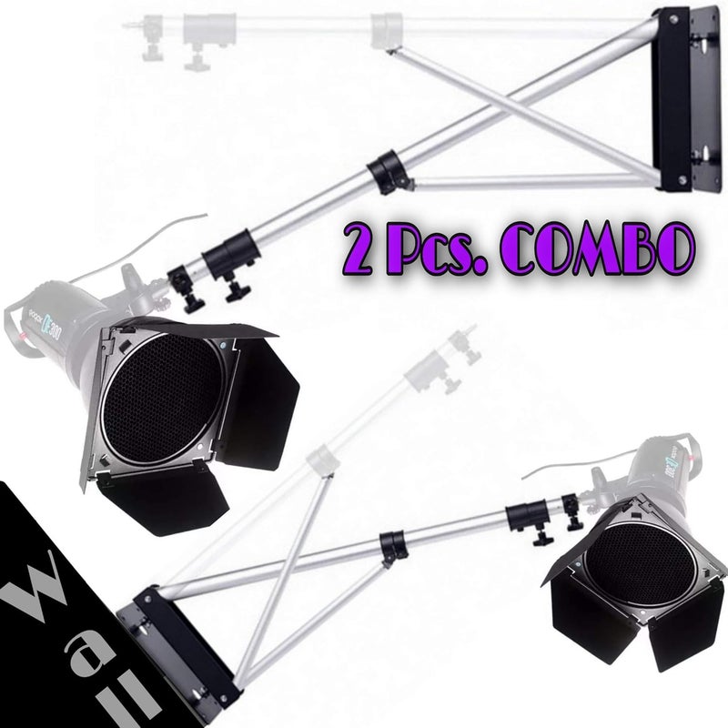 VTS ® Wall Mounting Boom Arm with Triangle Base for Photography Studio Video Studio Strobe Light Monolight Softbox Umbrella Reflector(Metal Alluminium- 2Pcs. Combo) - Image 2