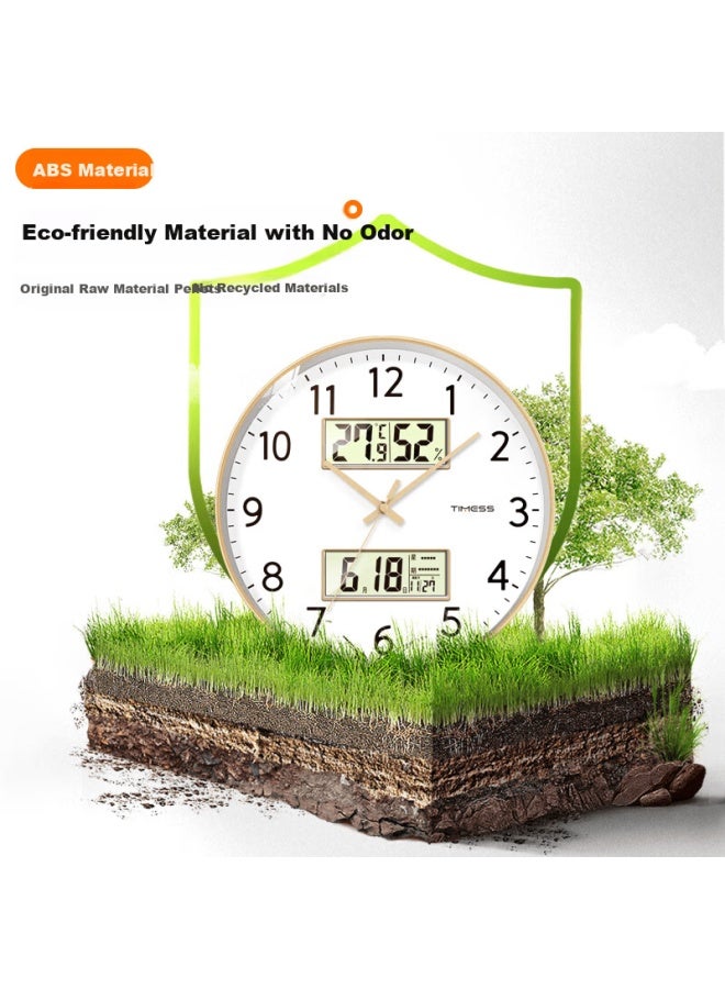 Timess Wall Clock, Living Room Clock, Perpetual Calendar, Simple Quartz Clock, Wall-mounted Timepiece, Temperature And Humidity Display, Home Use Clock, 35cm - Image 3